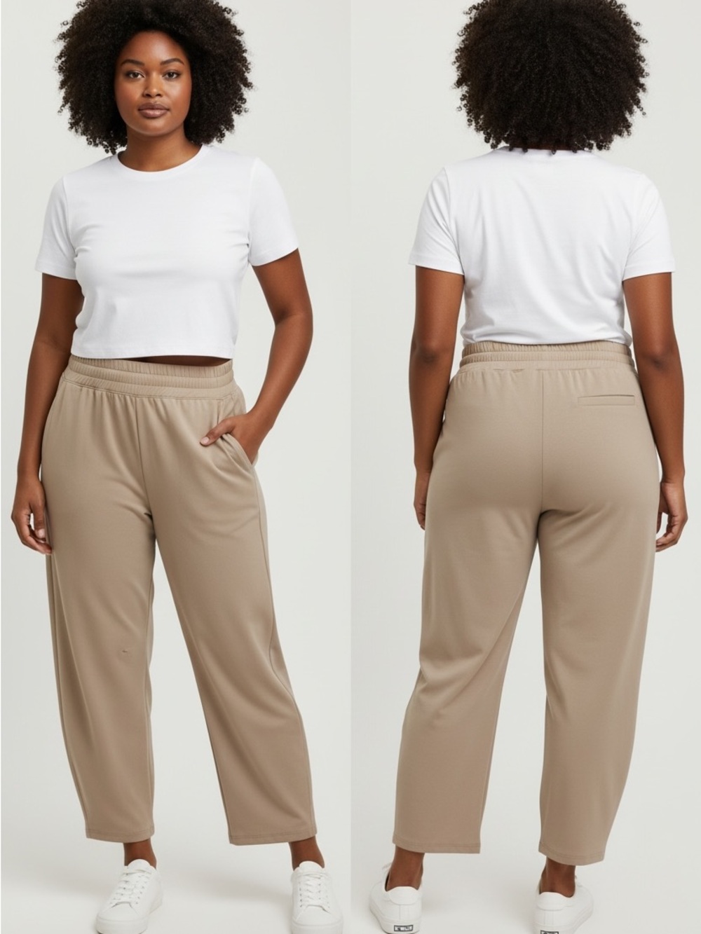 Old Navy Women's Elastic-Waist Track Pants in Taupe